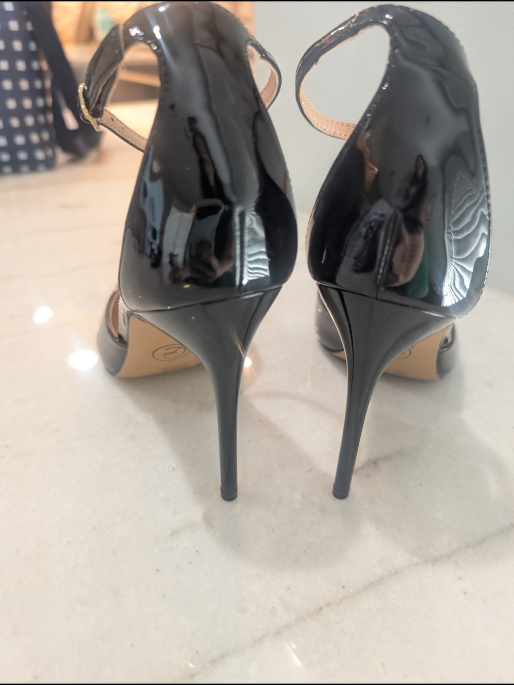 Chinese Laundry Black Patent Pointed-Toe Ankle-Strap Stiletto Heels Size 8.5 New - Picture 5 of 7